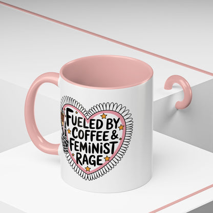Fueled by Coffee & Feminist Rage Accent Coffee Mug | Funny Feminist Pink Gift - Spinsterly Co
