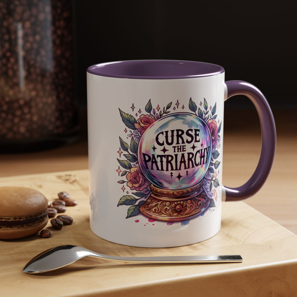 Curse the Patriarchy Floral Crystal Ball Accent Coffee Mug | Witchy Feminist Gift - Spinsterly Co
