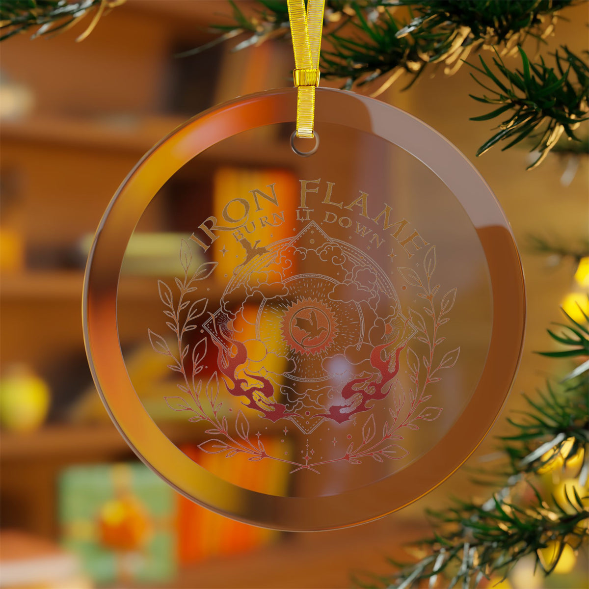 Burn It Down Dragon Flame Glass Ornament | Romantasy Book Lover Holiday Gift - Spinsterly Co