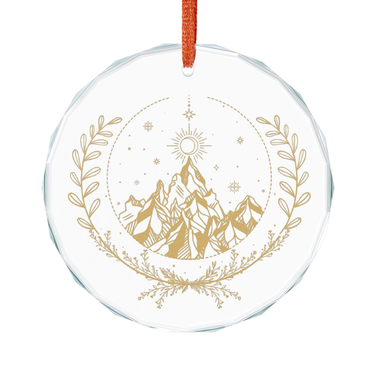 Fae Mountain Crystal Glass Ornament | Gold Celestial Nature Holiday Ornament - Spinsterly Co