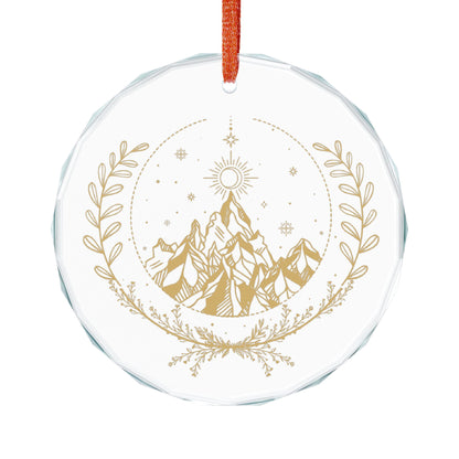 Fae Mountain Crystal Glass Ornament | Gold Celestial Nature Holiday Ornament - Spinsterly Co