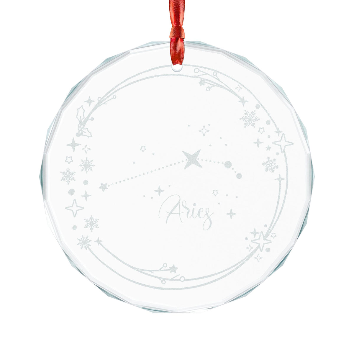 Aries Constellation Engraved Crystal Ornament | Zodiac Star Map Glass Ornament - Spinsterly Co