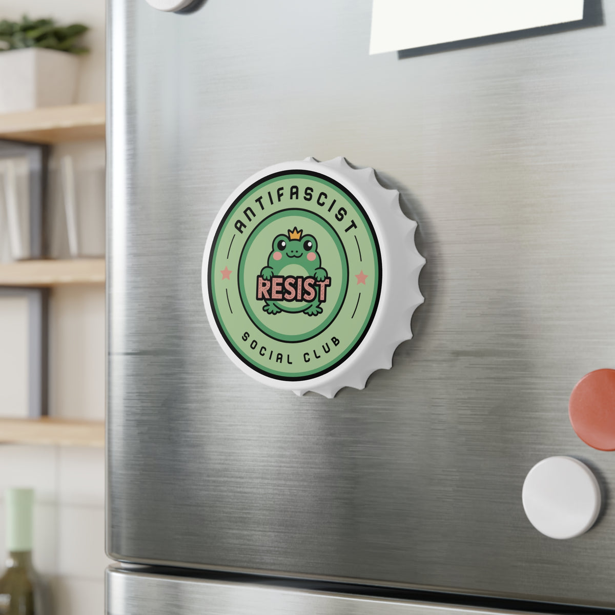 Antifascist Social Club Resist Bottle Opener | Kawaii Frog Political Bar Tool - Spinsterly Co