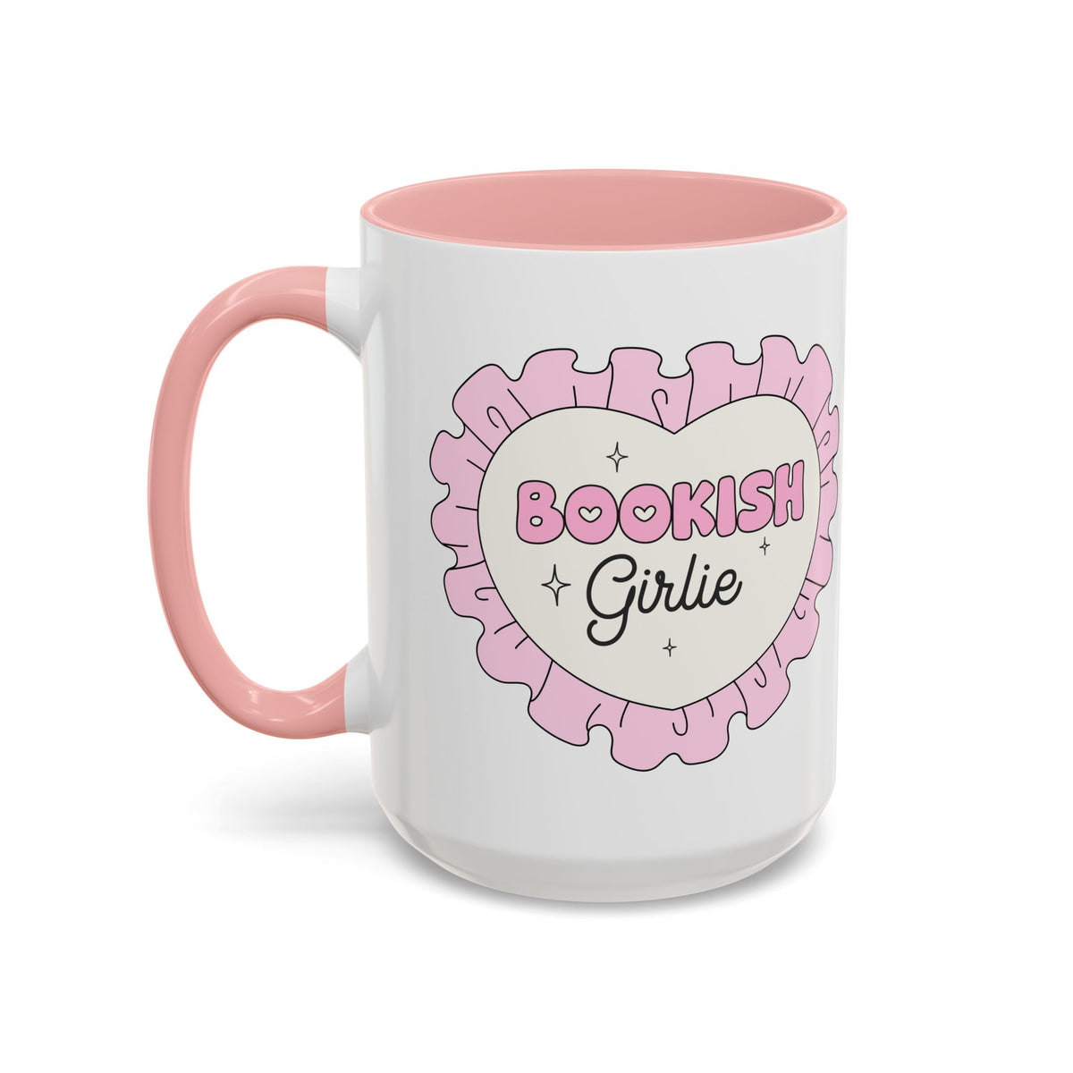 Bookish Girlie Retro Daisy Accent Coffee Mug | Pink Book Lover Gift - Spinsterly Co