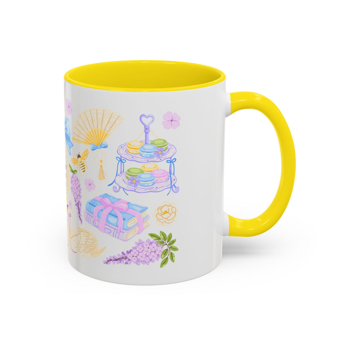 Darling Keep Blooming Regency Tea Party Accent Coffee Mug | Yellow Wisteria Floral - Spinsterly Co