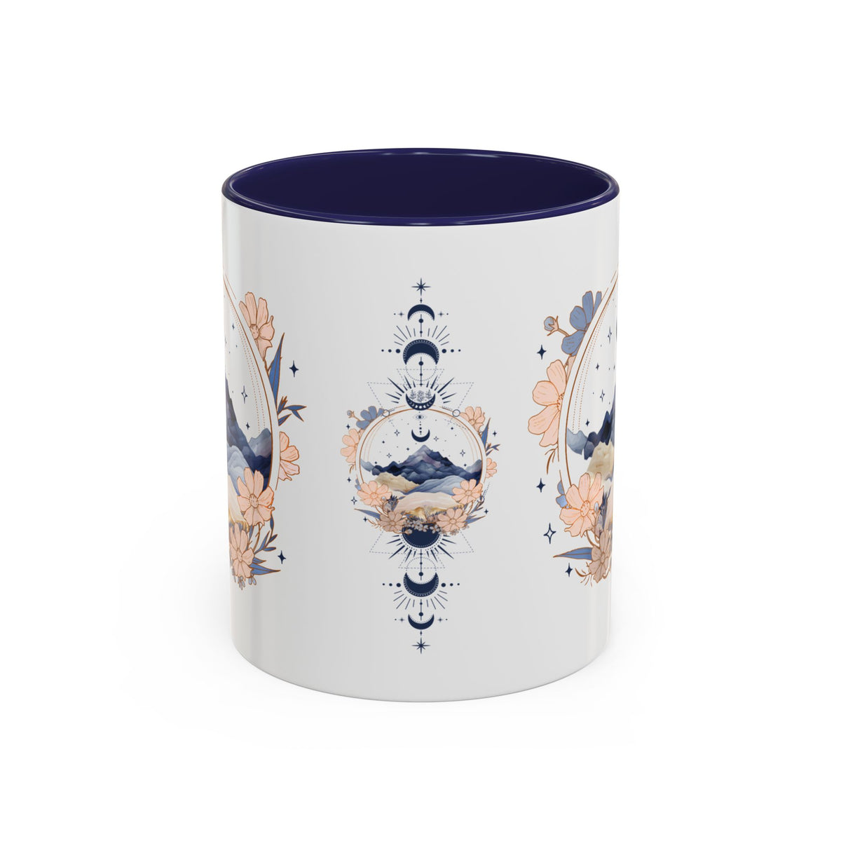 Moon Phase Celestial Accent Coffee Mug — Watercolor Floral Fantasy Drinkware - Spinsterly Co