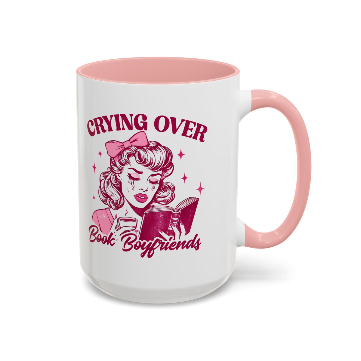 Crying Over Book Boyfriends Retro Pin-Up Accent Coffee Mug | Bookish Reader Gift - Spinsterly Co