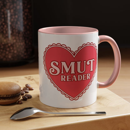 Smut Reader Bold Lace Heart Accent Coffee Mug | Funny Romance Reader Pink Gift - Spinsterly Co