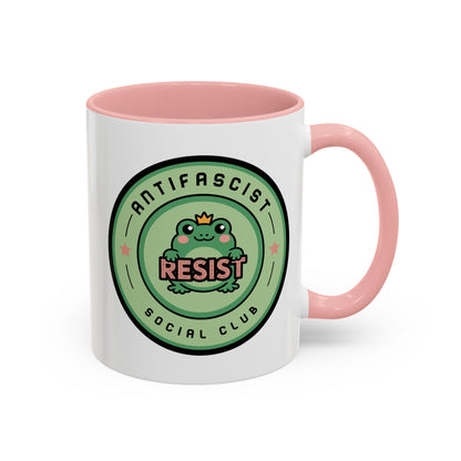 Antifascist Social Club Resist Accent Coffee Mug | Kawaii Frog Political Mug - Spinsterly Co