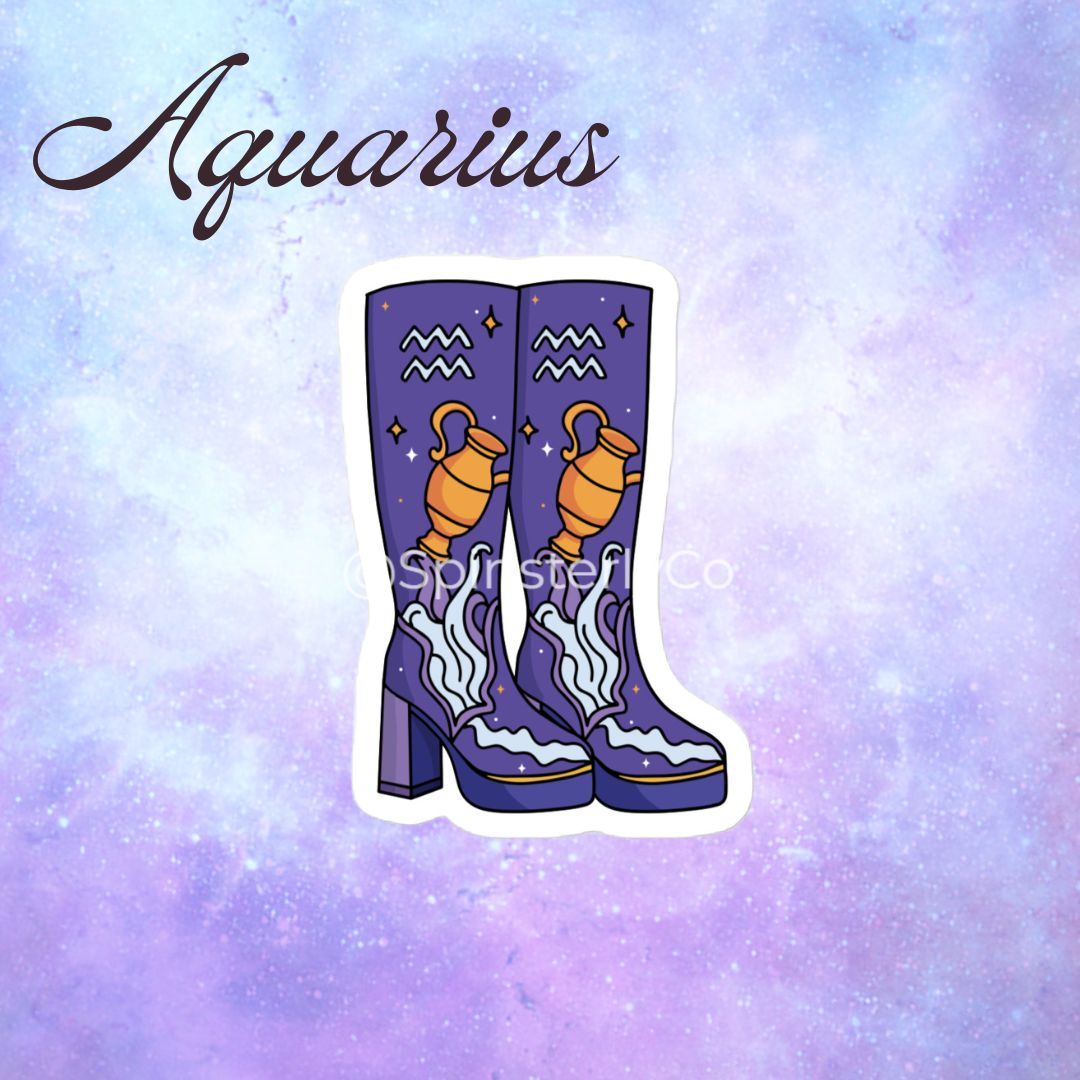 Zodiac Stickers All 12 Signs | Die-Cut Satin Boot Sticker Set - Spinsterly Co