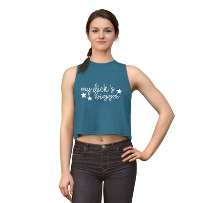 My D!ck's Bigger Crop Top | Funny Feminist Women's Cropped Tank - Spinsterly Co