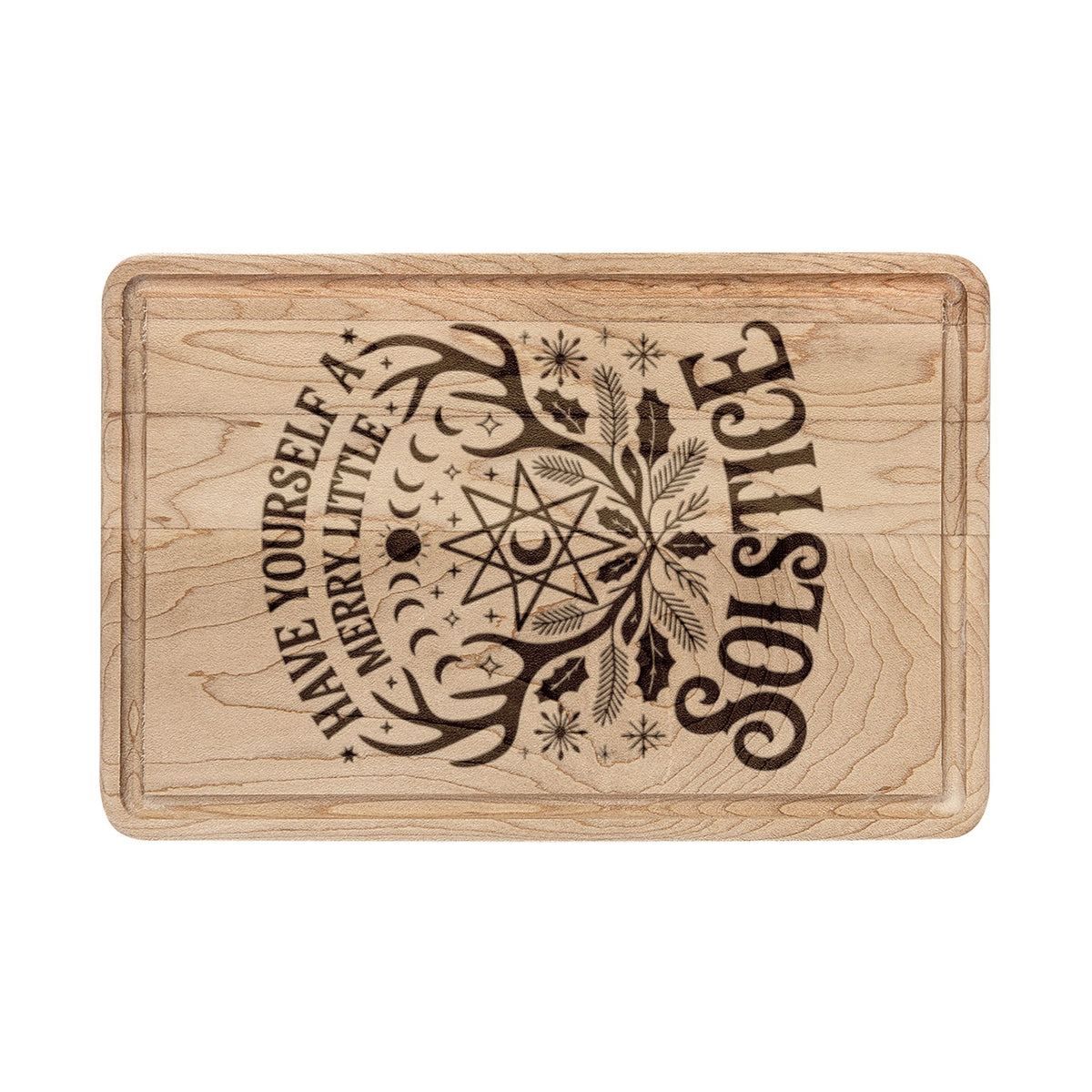 Solstice Mandala Engraved Wooden Cutting Board | Maple or Walnut Kitchen Board - Spinsterly Co