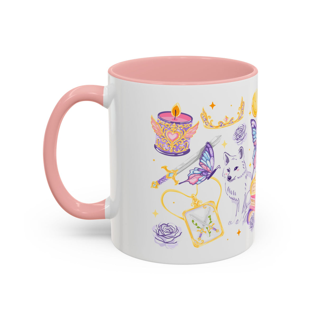 She Is Moonlight Fae Romantasy Collage Accent Coffee Mug | Bookish Wolf Crown Gift - Spinsterly Co