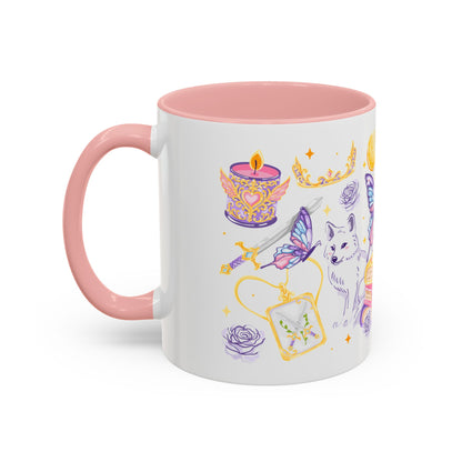She Is Moonlight Fae Romantasy Collage Accent Coffee Mug | Bookish Wolf Crown Gift - Spinsterly Co