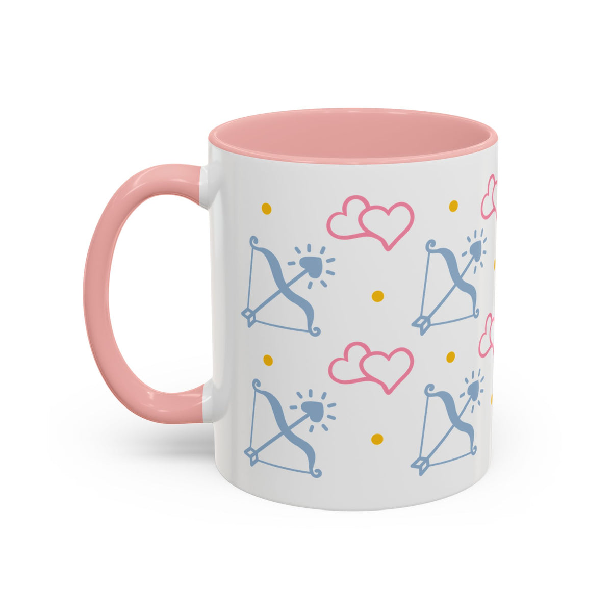Sagittarius Bow & Arrow Heart Pattern Accent Coffee Mug | Pink Zodiac Gift - Spinsterly Co