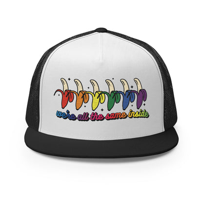 We're All the Same Inside Trucker Hat | Rainbow Banana LGBTQIA+ Pride Cap - Spinsterly Co