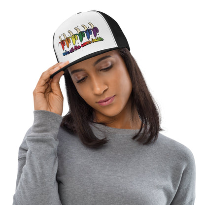 We're All the Same Inside Trucker Hat | Rainbow Banana LGBTQIA+ Pride Cap - Spinsterly Co