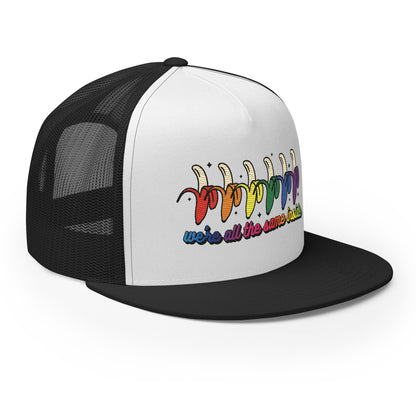We're All the Same Inside Trucker Hat | Rainbow Banana LGBTQIA+ Pride Cap - Spinsterly Co