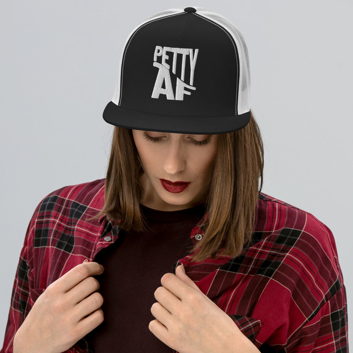 Petty AF Embroidered Trucker Hat | Funny Statement Snapback Cap - Spinsterly Co