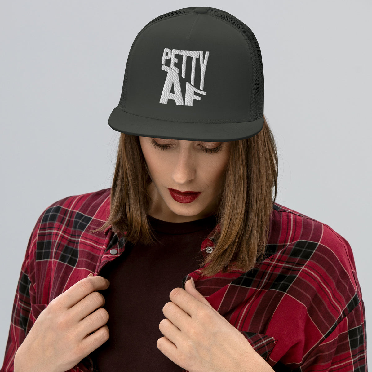Petty AF Embroidered Trucker Hat | Funny Statement Snapback Cap - Spinsterly Co