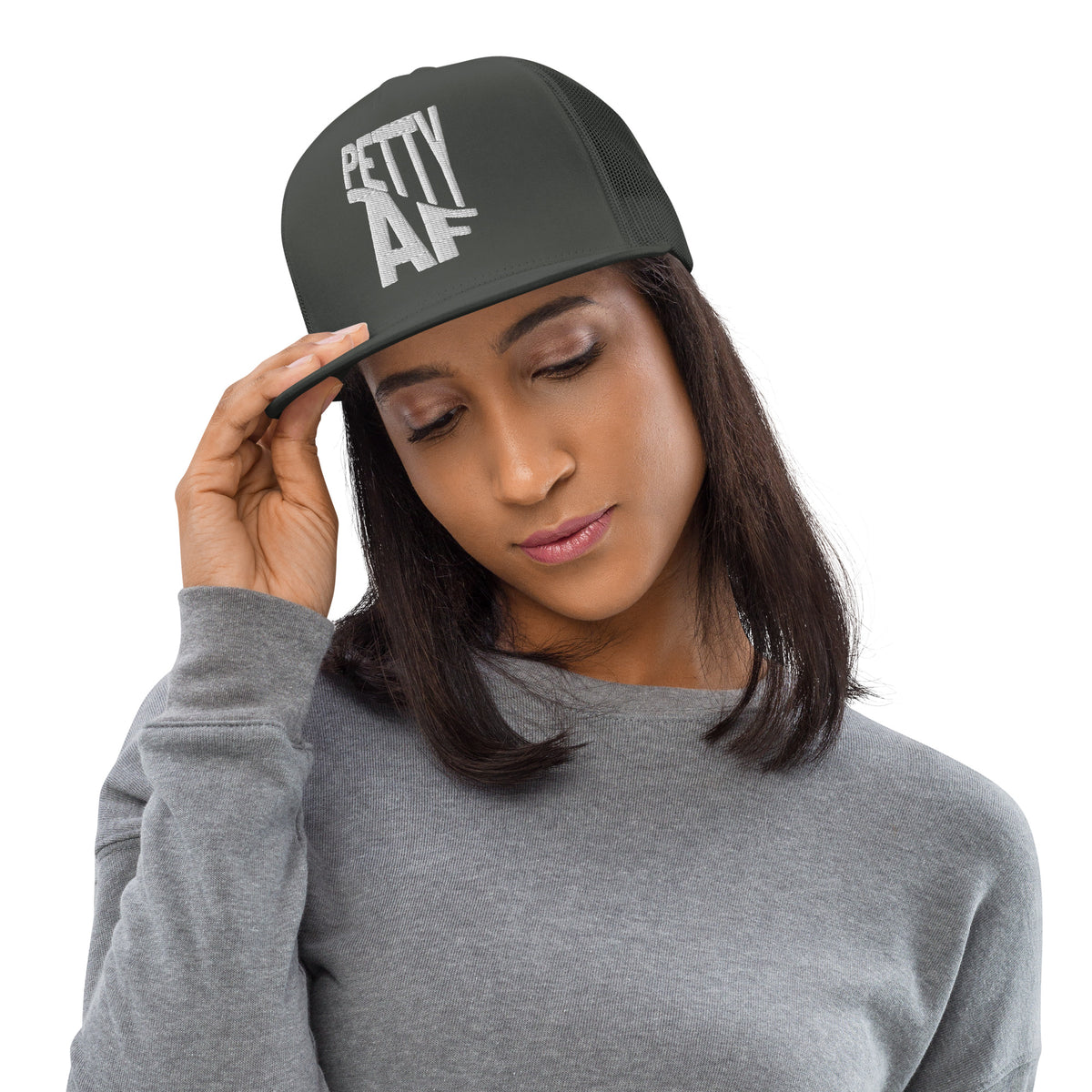 Petty AF Embroidered Trucker Hat | Funny Statement Snapback Cap - Spinsterly Co