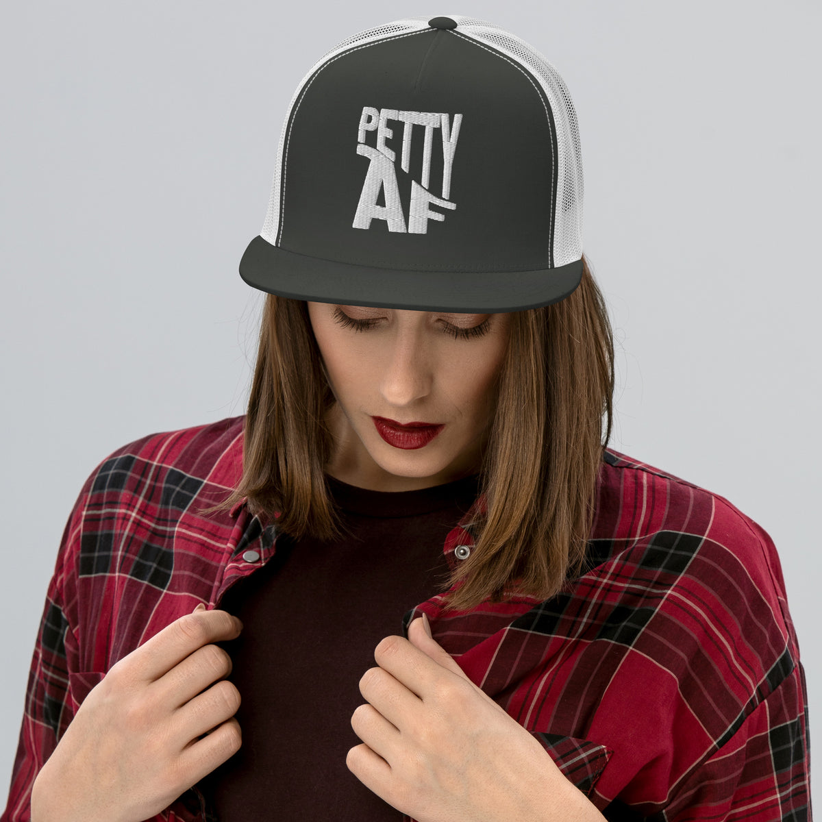 Petty AF Embroidered Trucker Hat | Funny Statement Snapback Cap - Spinsterly Co