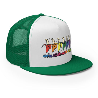 We're All the Same Inside Trucker Hat | Rainbow Banana LGBTQIA+ Pride Cap - Spinsterly Co