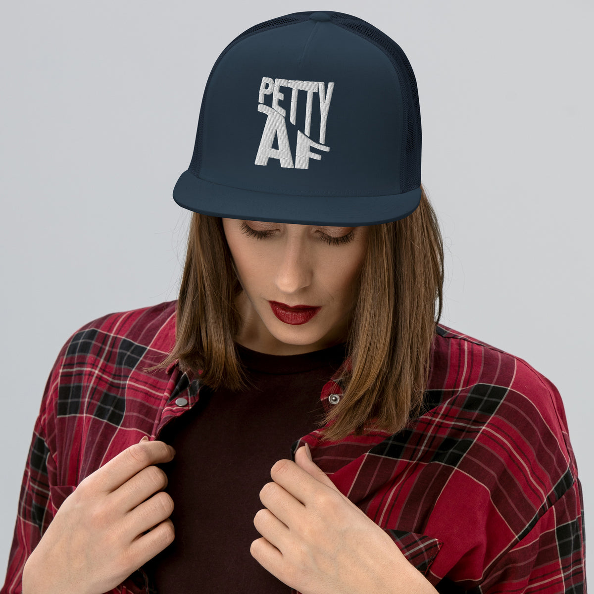 Petty AF Embroidered Trucker Hat | Funny Statement Snapback Cap - Spinsterly Co