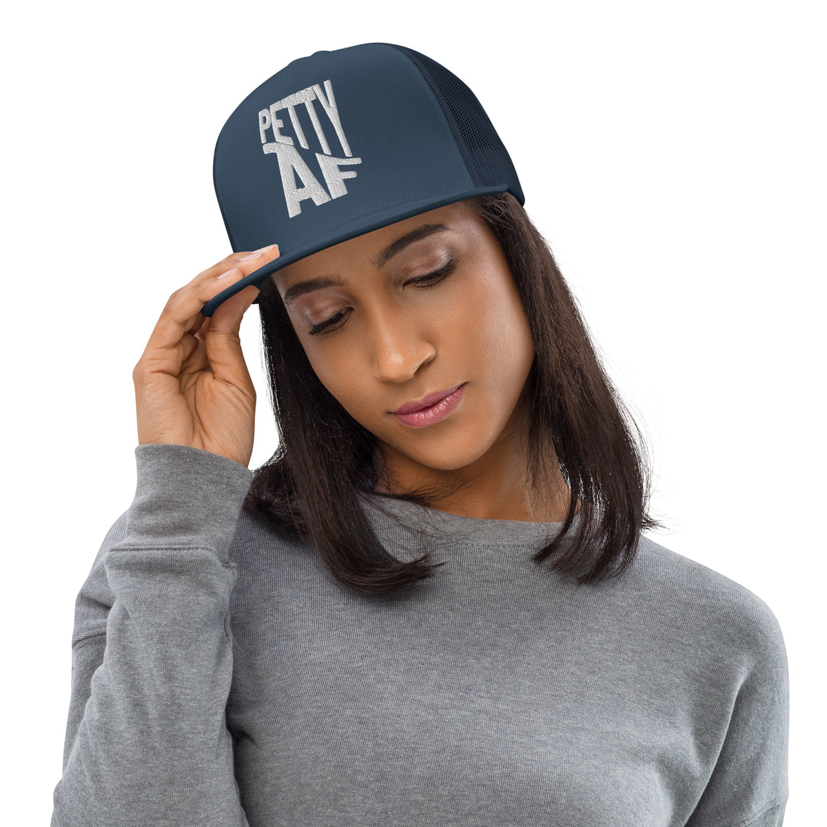 Petty AF Embroidered Trucker Hat | Funny Statement Snapback Cap - Spinsterly Co