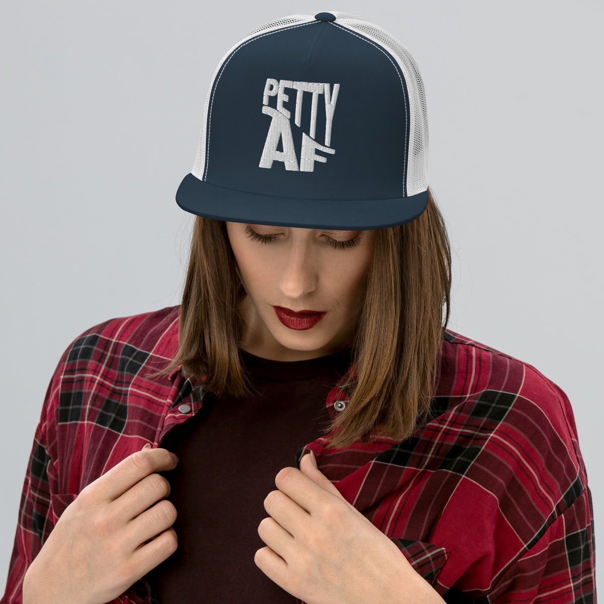 Petty AF Embroidered Trucker Hat | Funny Statement Snapback Cap - Spinsterly Co