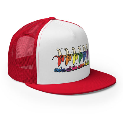 We're All the Same Inside Trucker Hat | Rainbow Banana LGBTQIA+ Pride Cap - Spinsterly Co