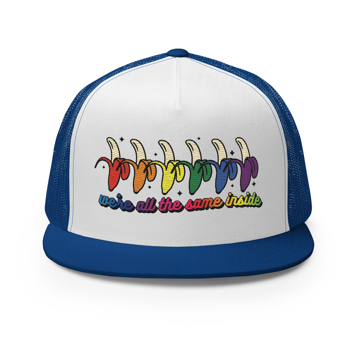 We're All the Same Inside Trucker Hat | Rainbow Banana LGBTQIA+ Pride Cap - Spinsterly Co