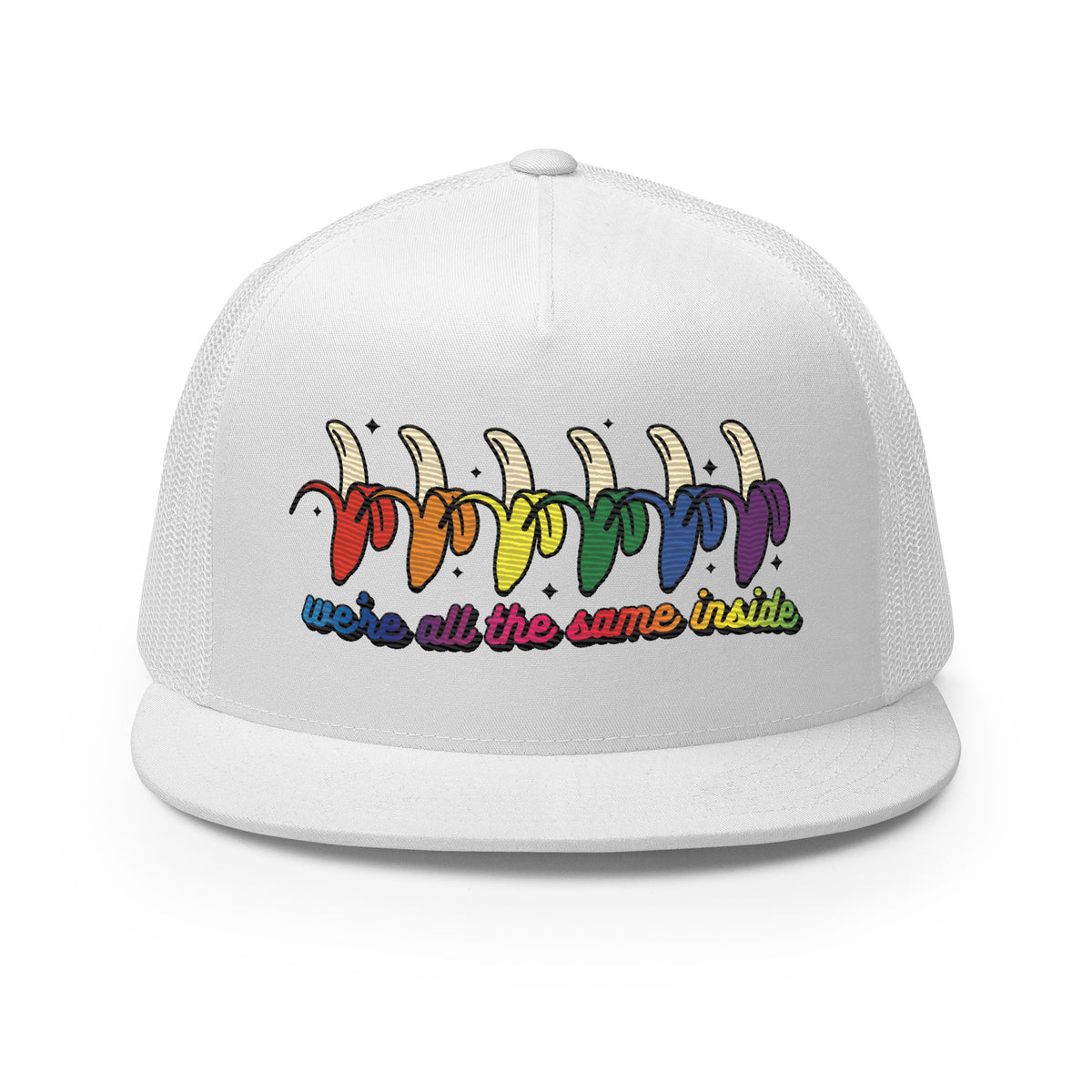 We're All the Same Inside Trucker Hat | Rainbow Banana LGBTQIA+ Pride Cap - Spinsterly Co
