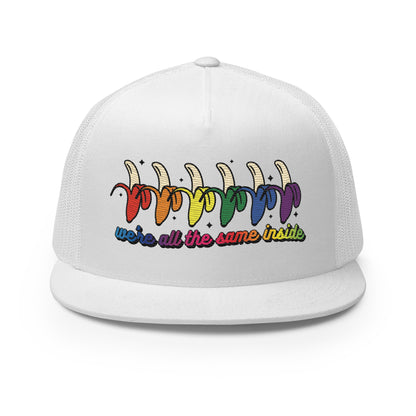 We're All the Same Inside Trucker Hat | Rainbow Banana LGBTQIA+ Pride Cap - Spinsterly Co