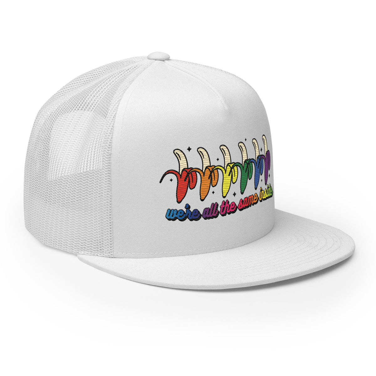 We're All the Same Inside Trucker Hat | Rainbow Banana LGBTQIA+ Pride Cap - Spinsterly Co