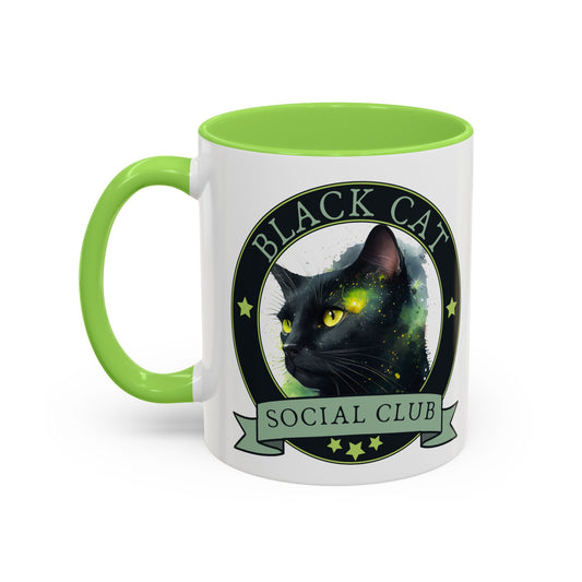 Black Cat Social Club Accent Coffee Mug | Witchy Cat Lover Gift 11oz 15oz - Spinsterly Co