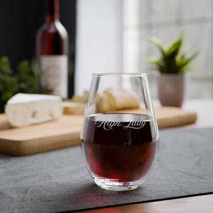 High Lady Stemless Wine Glass, 11.5oz | Romantasy Engraved Glassware - Spinsterly Co