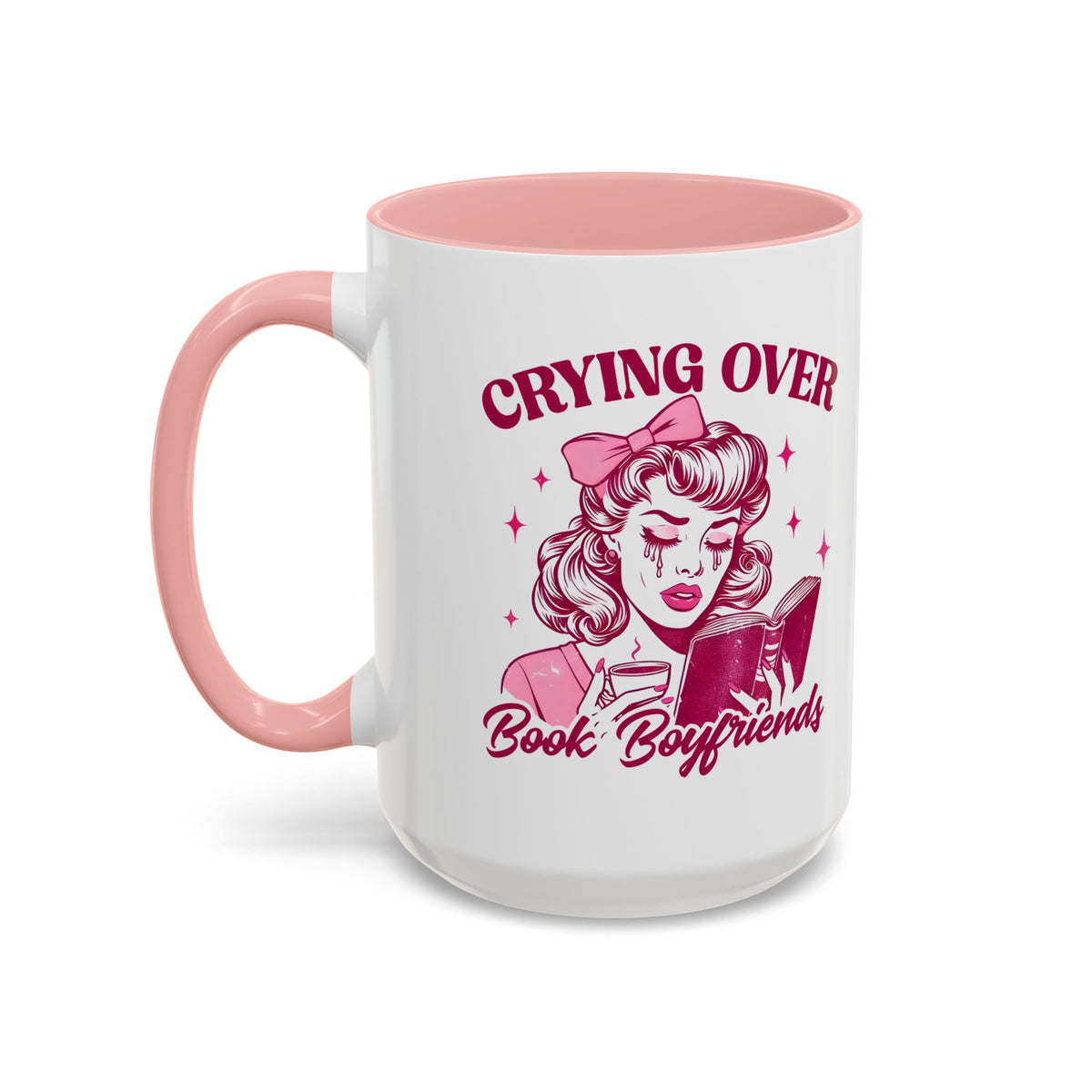 Crying Over Book Boyfriends Retro Pin-Up Accent Coffee Mug | Bookish Reader Gift - Spinsterly Co