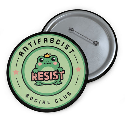 Antifascist Social Club Resist Pin Button | Kawaii Frog Political Badge - Spinsterly Co