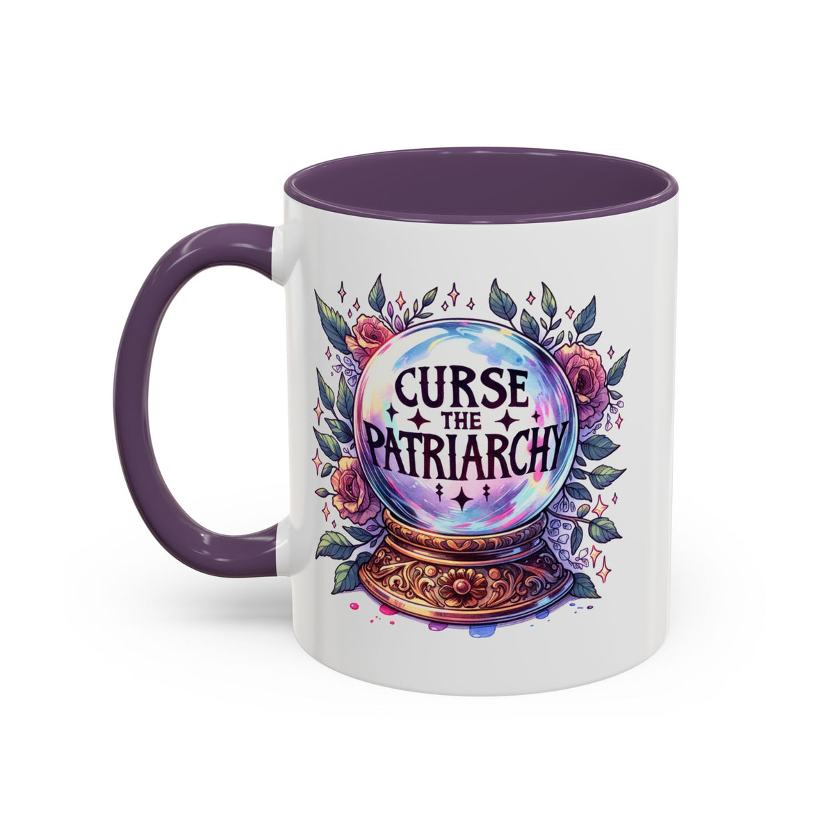 Curse the Patriarchy Floral Crystal Ball Accent Coffee Mug | Witchy Feminist Gift - Spinsterly Co