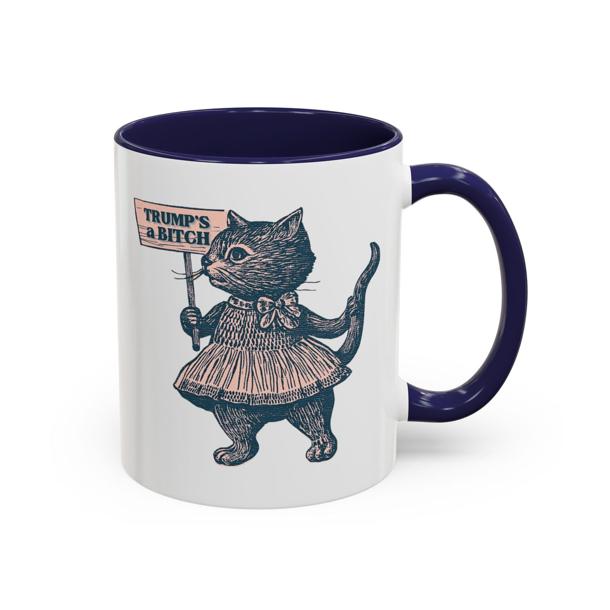 Vintage Protest Cat Accent Coffee Mug | Victorian Cat Political Protest Mug - Spinsterly Co