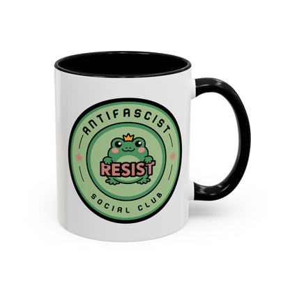 Antifascist Social Club Resist Accent Coffee Mug | Kawaii Frog Political Mug - Spinsterly Co