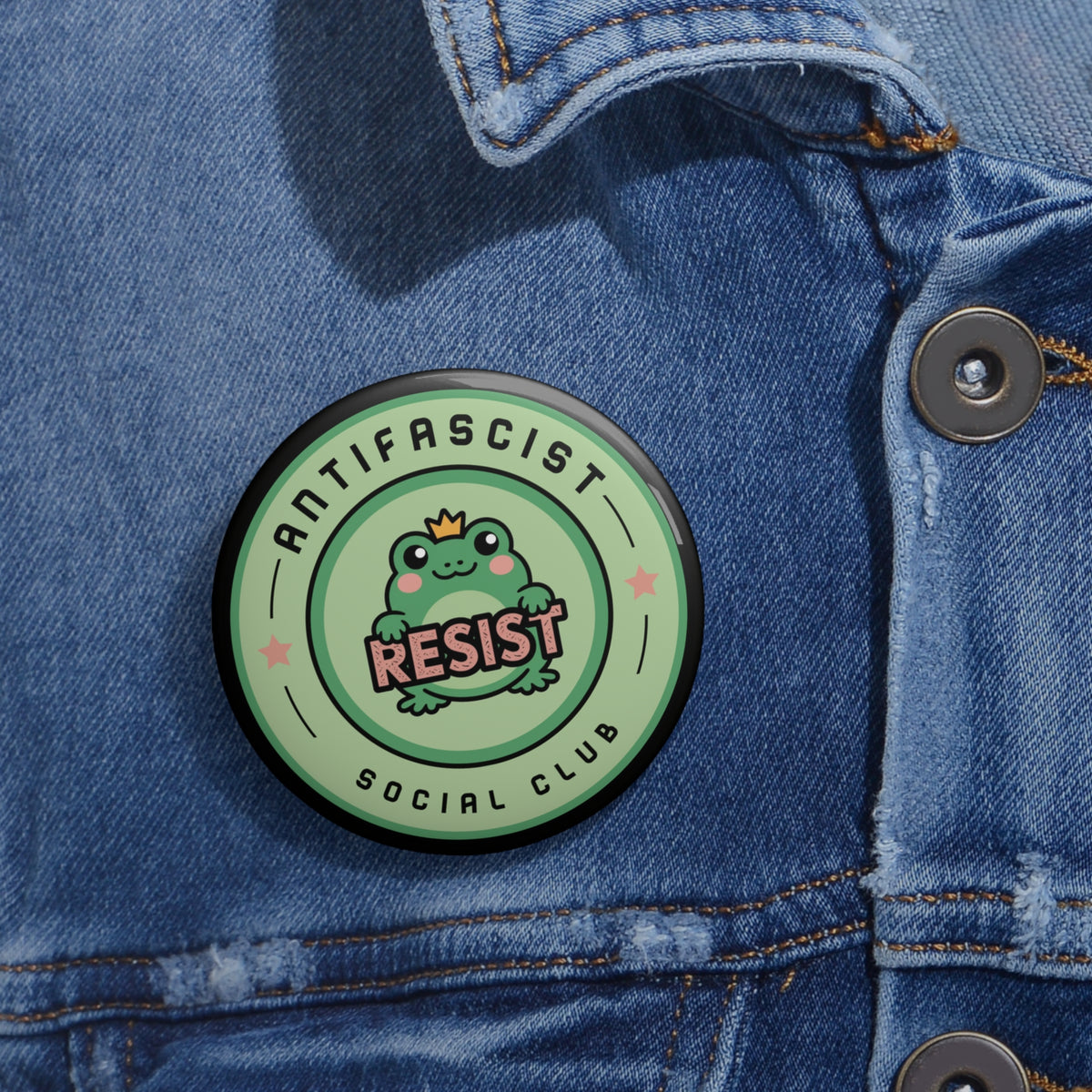 Antifascist Social Club Resist Pin Button | Kawaii Frog Political Badge - Spinsterly Co