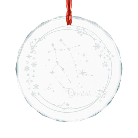 Gemini Constellation Crystal Glass Ornament | Engraved Zodiac Star Map Gift - Spinsterly Co