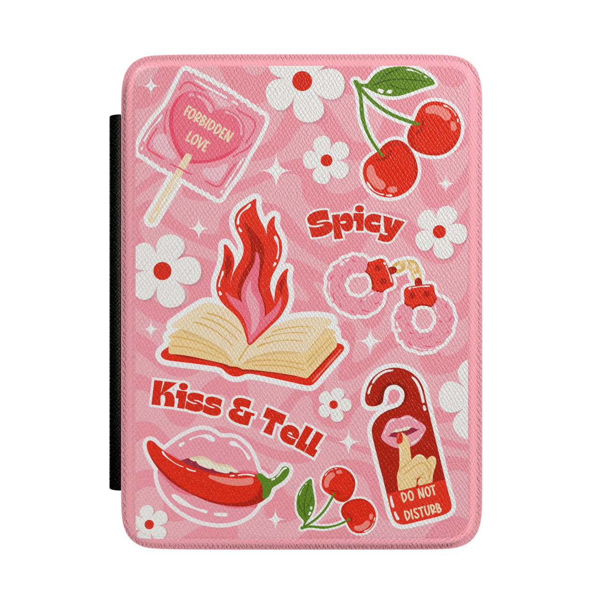 Kiss & Tell Spicy Reader Kindle Case | Pink Cherry Flame Design - Spinsterly Co