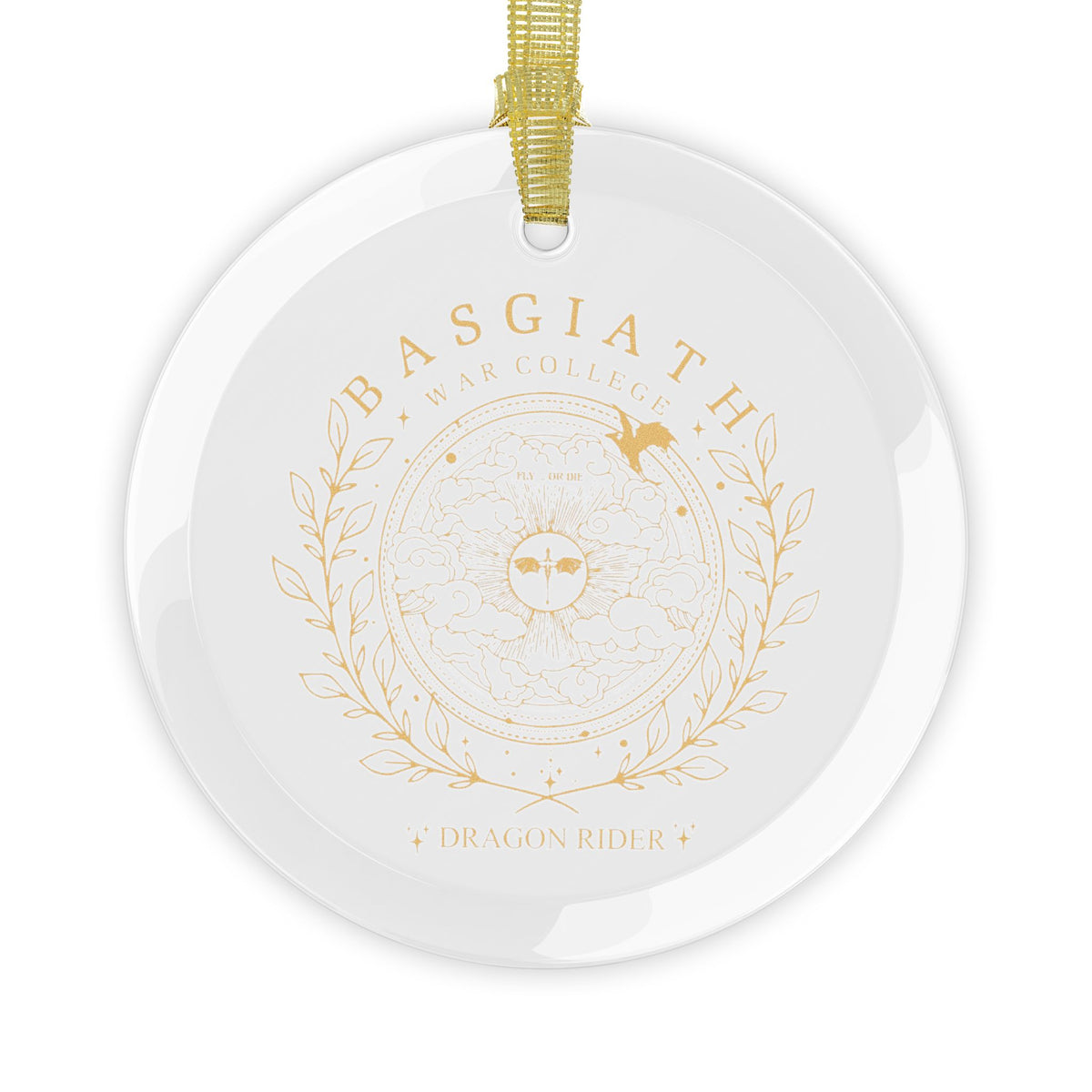 Dragon Rider Crest Glass Ornament — Romantasy Fantasy Book Lover Gift - Spinsterly Co