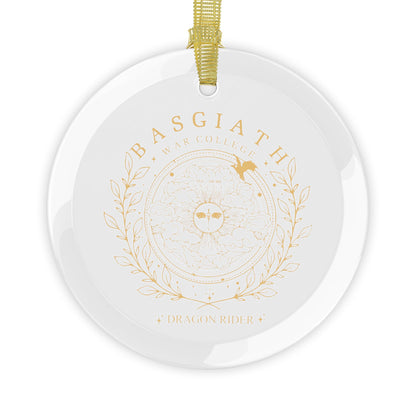 Dragon Rider Crest Glass Ornament — Romantasy Fantasy Book Lover Gift - Spinsterly Co