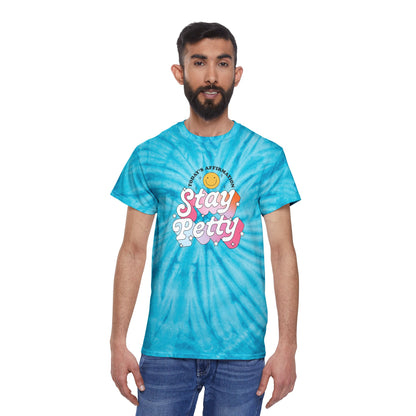 Stay Petty Tie-Dye Graphic Tee | Today's Affirmation Smiley Shirt - Spinsterly Co