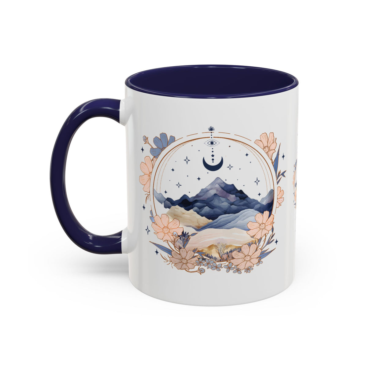 Moon Phase Celestial Accent Coffee Mug — Watercolor Floral Fantasy Drinkware - Spinsterly Co