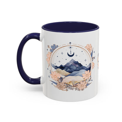 Moon Phase Celestial Accent Coffee Mug — Watercolor Floral Fantasy Drinkware - Spinsterly Co
